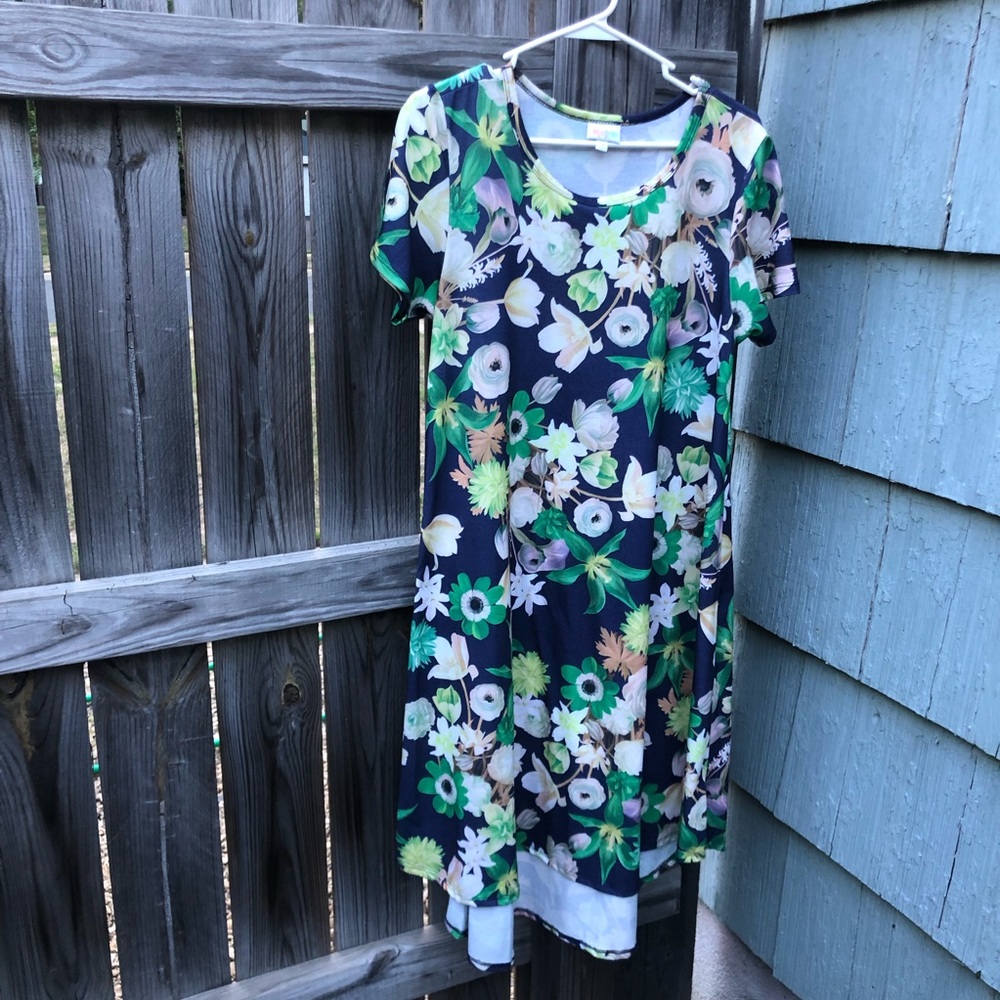 Lularoe Carly Dress- Navy Floral